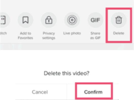 how to delete tiktok videos on app