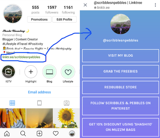 Share Social Media profile via third-party apps