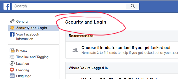 Facebook Security Settings